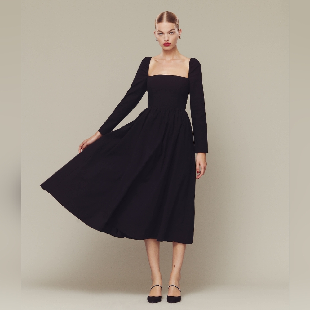 Reformation Elly Black Long Sleeve Dress Size 0